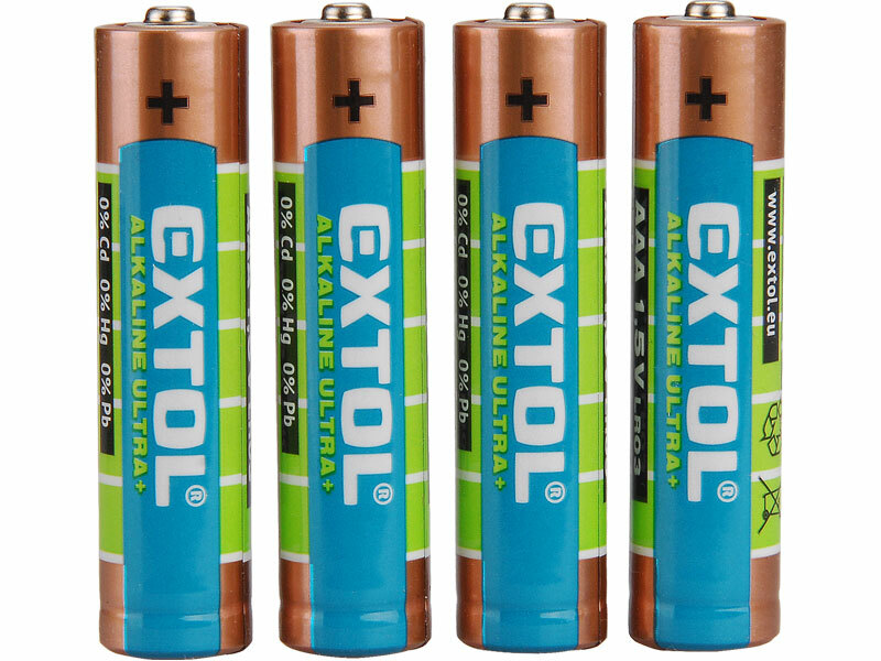 Baterie alkalické, 4ks, 1,5V AAA (LR03)