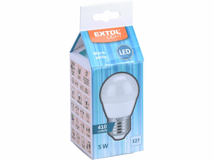 Žárovka LED mini, 410lm, 5W, E27, teplá bílá