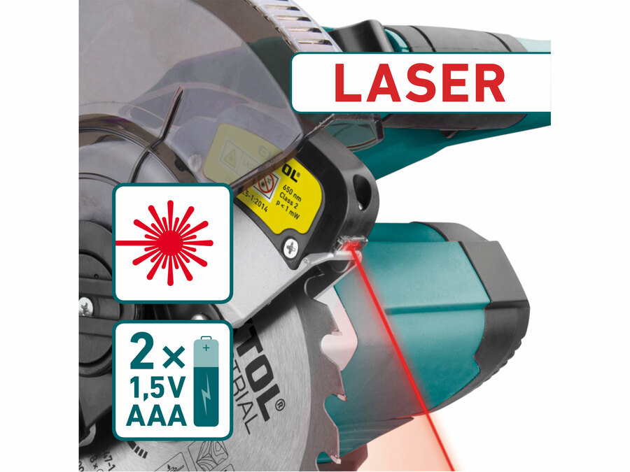 Pila pokosová 185mm aku s laserem SHARE20V, BRUSHLESS, 20V Li-ion, 2000mAh