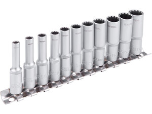 Hlavice nástrčné prodloužené, MULTI-LOCK, sada 11ks, 1/4"(4-13mm), CrV