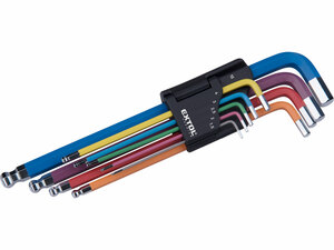 L-klíče IMBUS prodloužené barevné, sada 9ks, s kuličkou, 1,5-10mm, S2, FORTUM