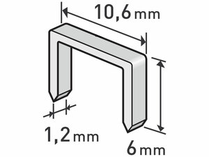 Spony, balení 1000ks, 6mm, 10,6x0,52x1,2mm