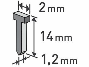 Hřebíky, balení 1000ks, 14mm, 2,0x0,52x1,2mm