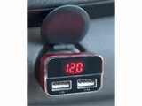 Nabíječka USB do auta, 12/24V, 2xUSB, měřič, 3,4A, 17W