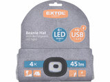 Čepice s čelovkou 4x45lm, USB nabíjení, šedá, univerzální velikost, 73% acryl a 27% polyester