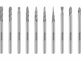 Frézy mini, karbidové, sada 10ks, ⌀3mm, sek střední (double-cut)