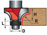 Fréza zaoblovací (vydutá) do dřeva, R9,5 x D31,8 x H16