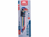 L-klíče TORX prodloužené barevné, sada 9ks, s kuličkou, T10-50, S2, FORTUM