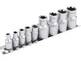 Hlavice nástrčné vnitřní TORX, sada 9ks, 1/4",1/2" (E5-E18), CrV