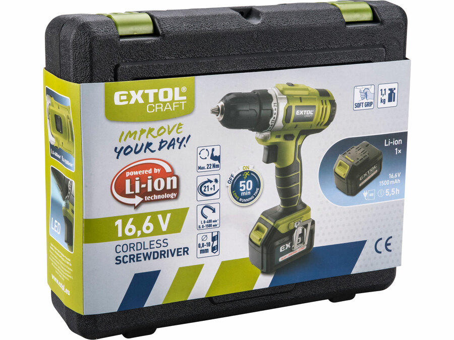 Vrtací šroubovák aku, 16V Li-ion, 1500mAh