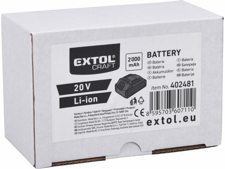 Baterie akumulátorová, 20V Li-ion, 2Ah