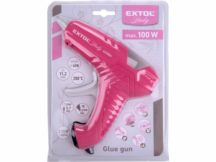 Pistole tavná lepící, O11mm, 40W, růžová