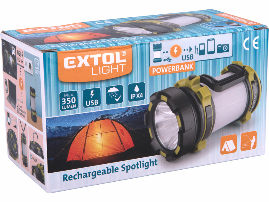Svítilna 350lm, Cree XPG2 LED, 360° osvětlení, USB nabíjení s powerbankou, CREE XPG2 R5 LED + 40x LED