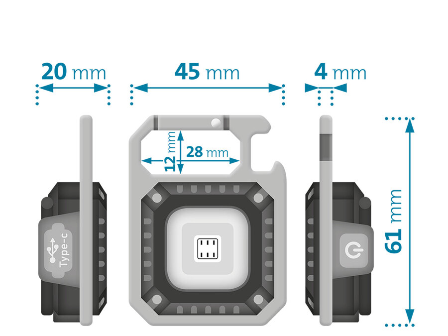Světlo s klipem, 670lm, USB nabíjení