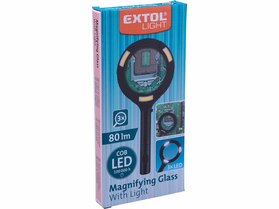 Lupa se světlem 80lm, 3x zvětšení, 3x0,5W COB LED