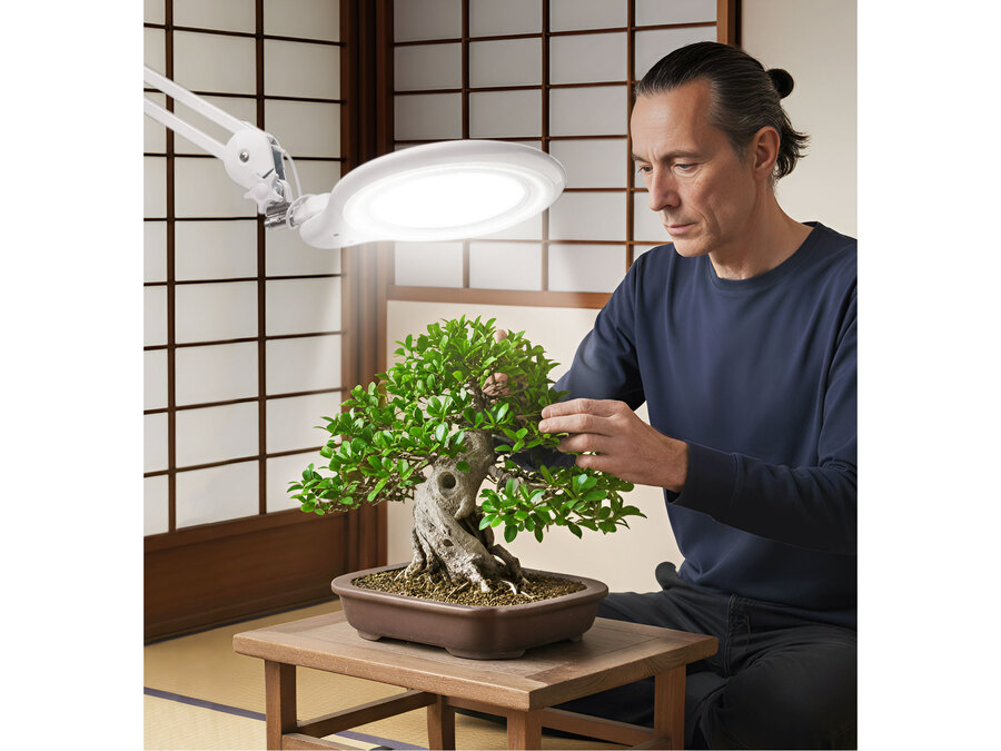 Lupa stolní se světlem a krytem čočky, 1000lm, 5x zvětšení