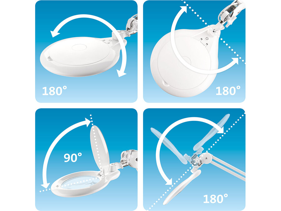 Lupa stolní se světlem a krytem čočky, 1000lm, 5x zvětšení
