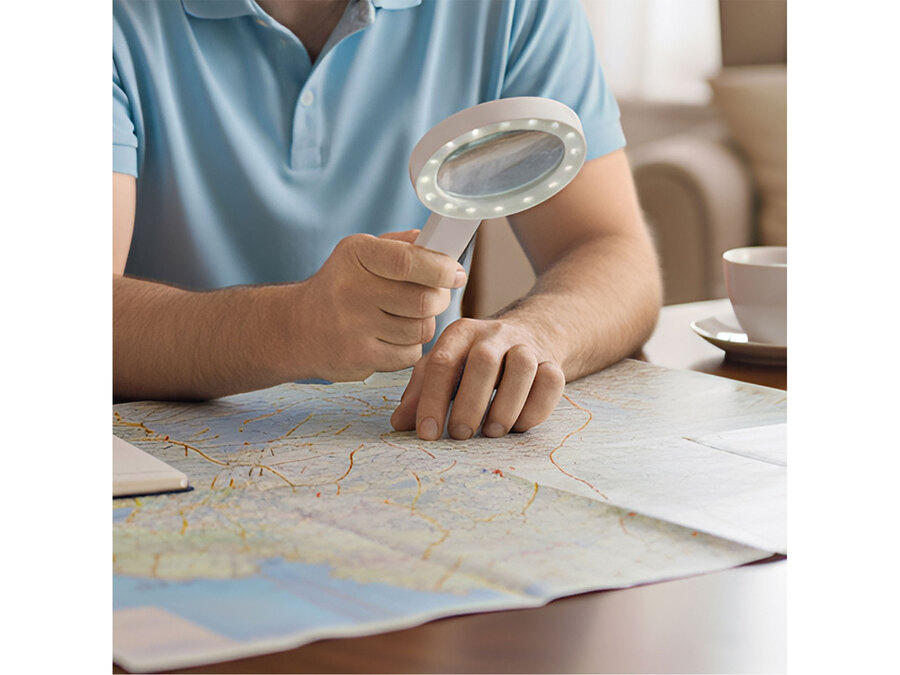 Lupa se světlem, 6×, 12× zvětšení, USB nabíjení