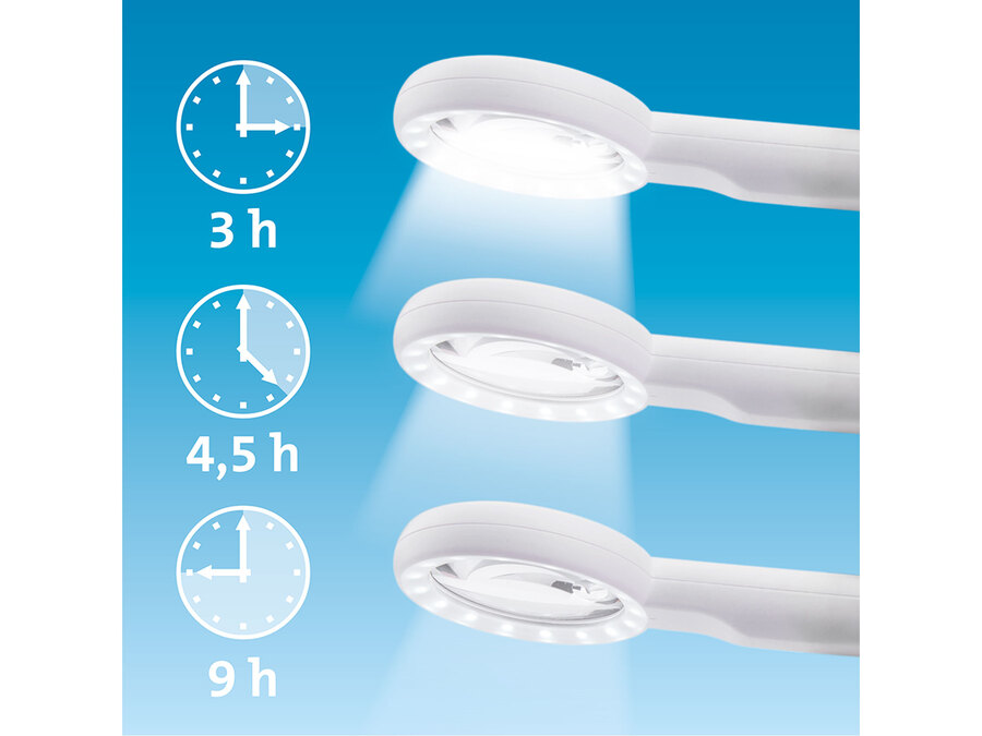 Lupa se světlem, 6×, 12× zvětšení, USB nabíjení