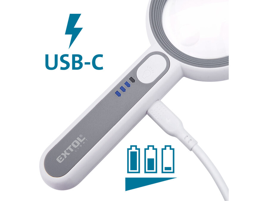 Lupa se světlem, 6×, 12× zvětšení, USB nabíjení