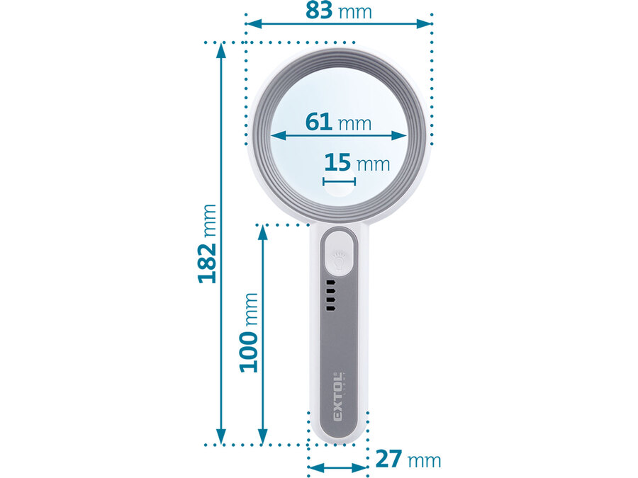 Lupa se světlem, 6×, 12× zvětšení, USB nabíjení