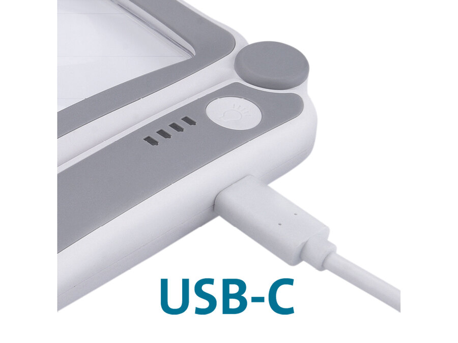 Lupa se světlem skládací, 4× zvětšení, USB nabíjení