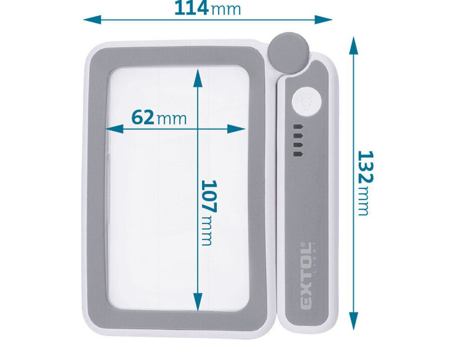 Lupa se světlem skládací, 4× zvětšení, USB nabíjení