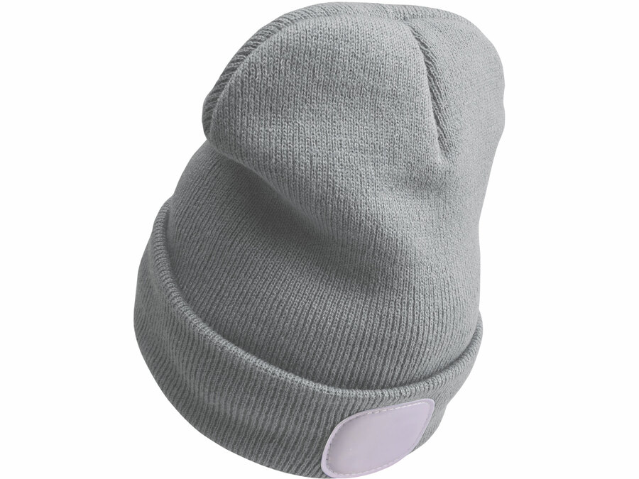 Čepice s čelovkou 4x45lm, USB nabíjení, šedá, univerzální velikost, 73% acryl a 27% polyester