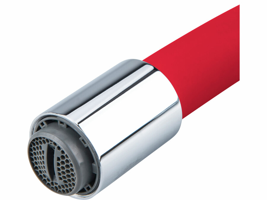 Baterie umyvadlová, stojánková s flexibilním ramínkem, 35mm, červená