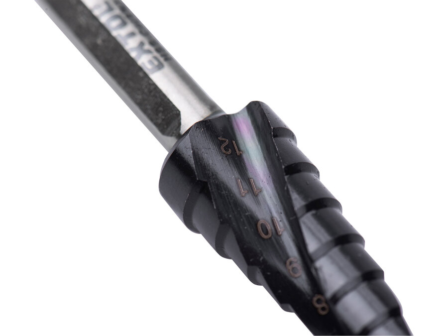 Vrták stupňovitý s lamačem třísek, O 3-12mm/po 1mm, HSS-Co