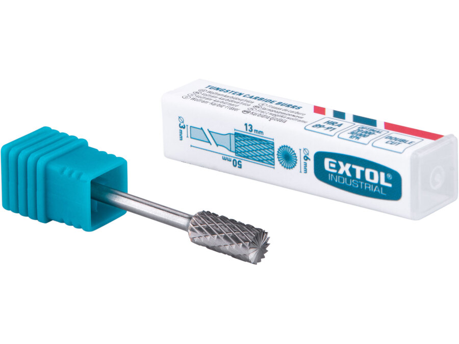 Fréza karbidová, válcová s čelním ozubením, ⌀6x13mm, ⌀stopky 3mm, sek střední (double-cut)