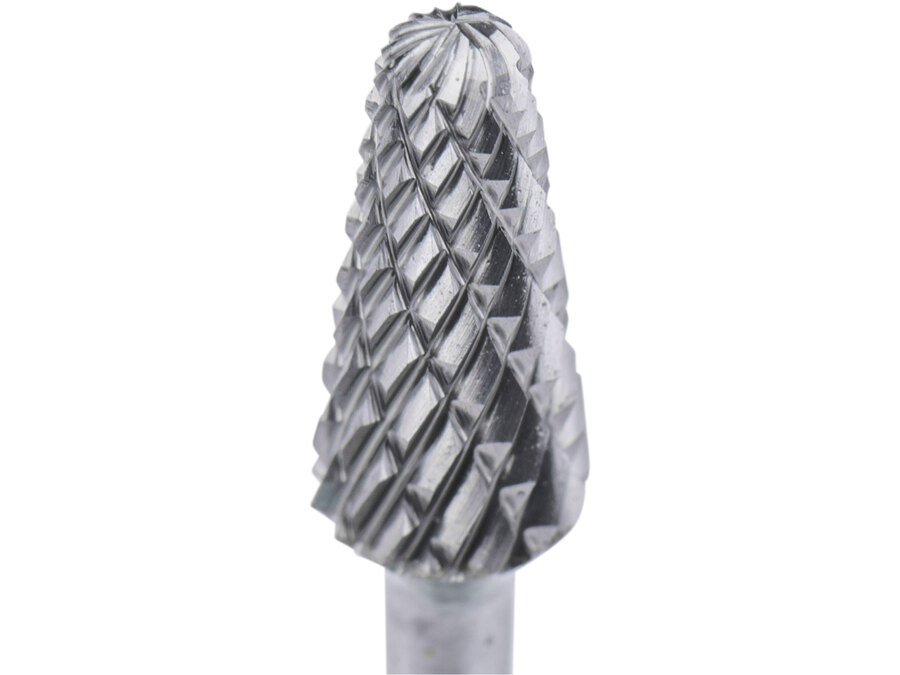 Fréza karbidová, konická zakulacená, ⌀6x13mm, ⌀stopky 3mm, sek střední (double-cut)