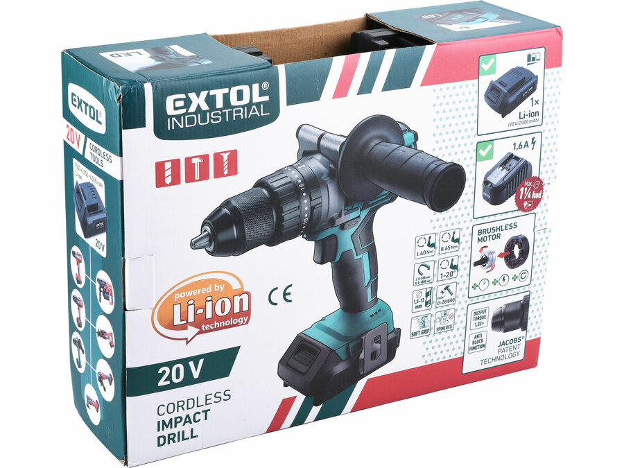 Vrtací šroubovák aku s příklepem SHARE20V, BRUSHLESS, 20V Li-ion, bez baterie a nabíječky