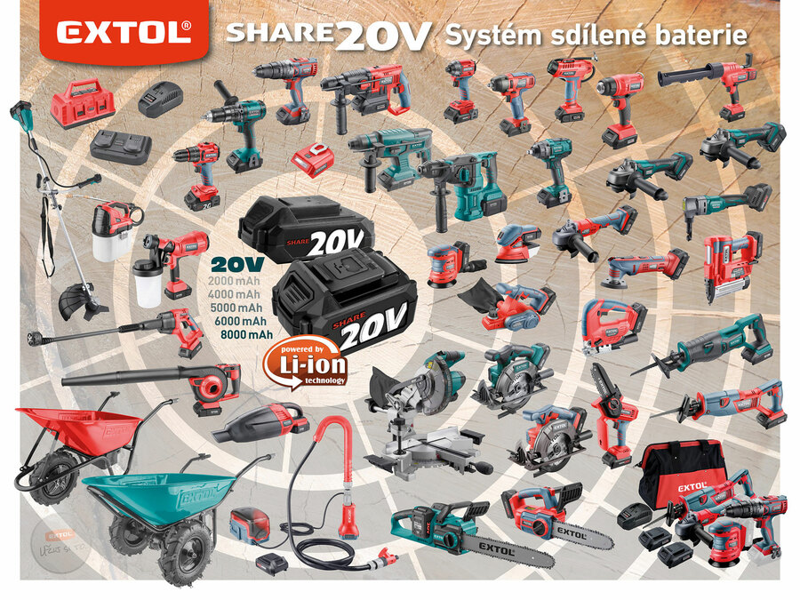 Utahovák rázový 1/2" aku SHARE20V, 500Nm, BRUSHLESS, 2Ah