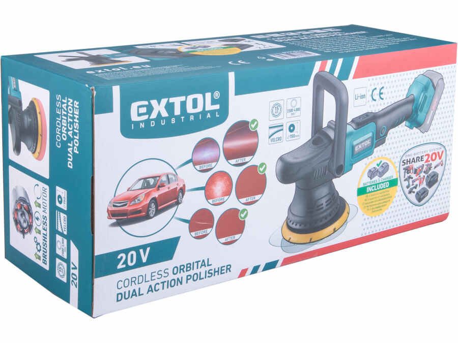 Leštička orbitální aku SHARE20V, 150mm, BRUSHLESS, 2Ah