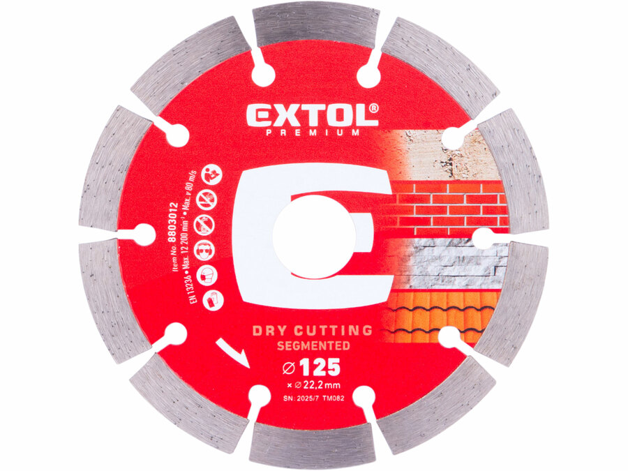 Kotouč diamantový řezný segmentový - suché řezání, O 125x22,2x1,8mm