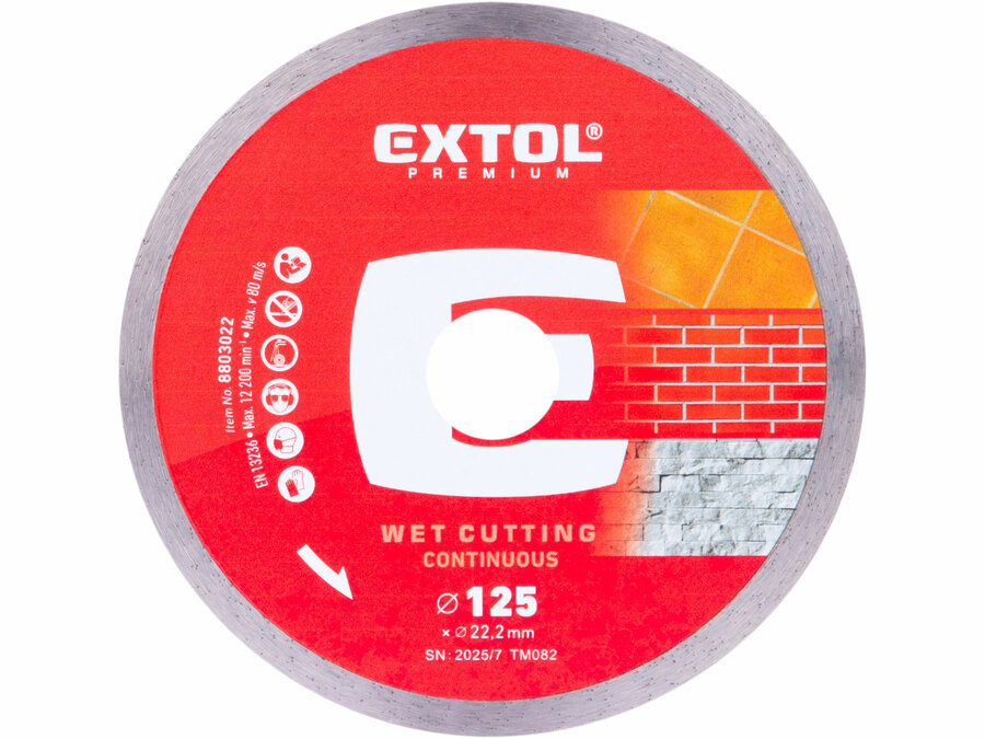 Kotouč diamantový řezný celoobv. EXTRA tenký - mokré řezání, O 125x22,2x1,1mm