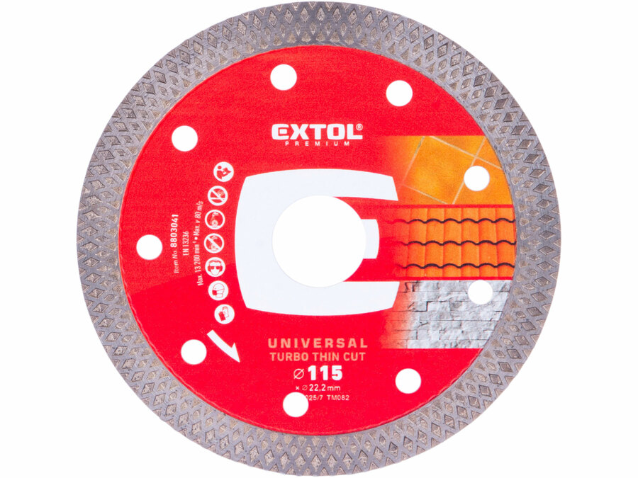 Kotouč diamantový řezný, turbo Thin Cut, suché i mokré řezání, O 115x22,2x1,2mm