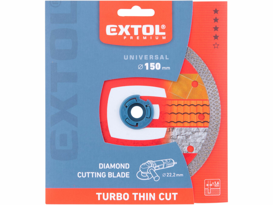 Kotouč diamantový řezný, turbo Thin Cut, suché i mokré řezání, O 150x22,2x1,6mm