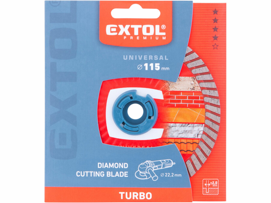 Kotouč diamantový řezný, turbo - suché i mokré řezání, O 115x22,2x2mm