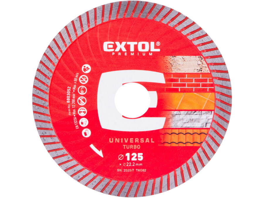 Kotouč diamantový řezný, turbo - suché i mokré řezání, O 125x22,2x2mm