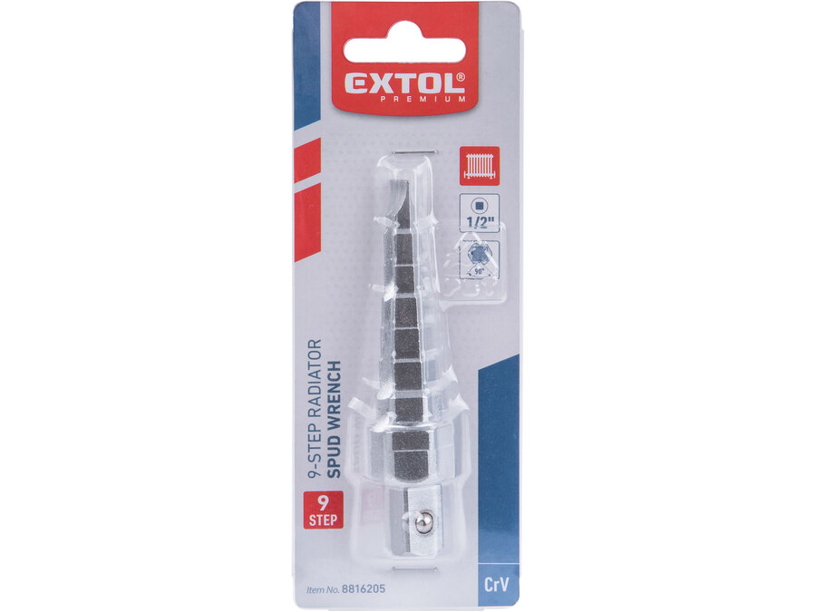 Klíč na radiátory devítistupňový, 1/2"vnější čtyřhran, CrV