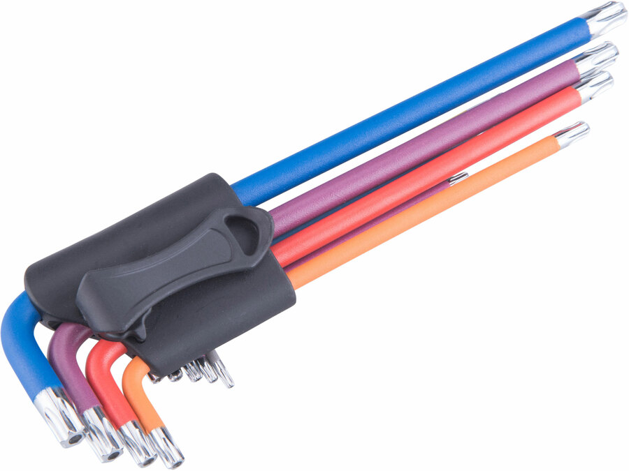 L-klíče TORX prodloužené barevné, sada 9ks, s kuličkou, T10-50, S2, FORTUM