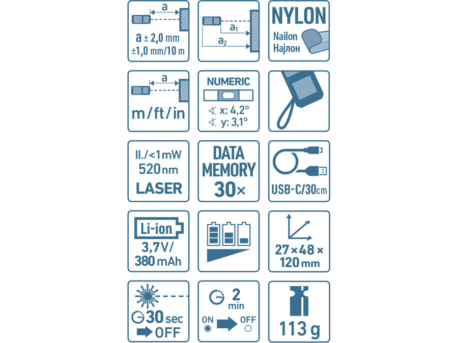 Metr laserový 70M (zelený) s Li-ion baterií