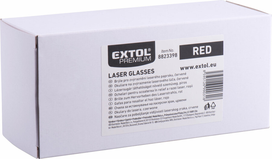 Brýle pro zvýraznění laser. paprsku, červené