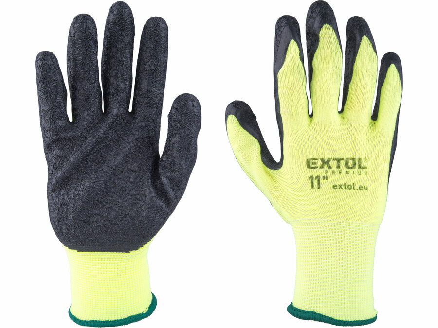Rukavice nylonové, bezešvé, polomáčené v latexu, velikost 11"