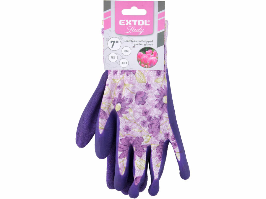 Rukavice polyesterové, bezešvé, polomáčené v latexu, velikost 7"