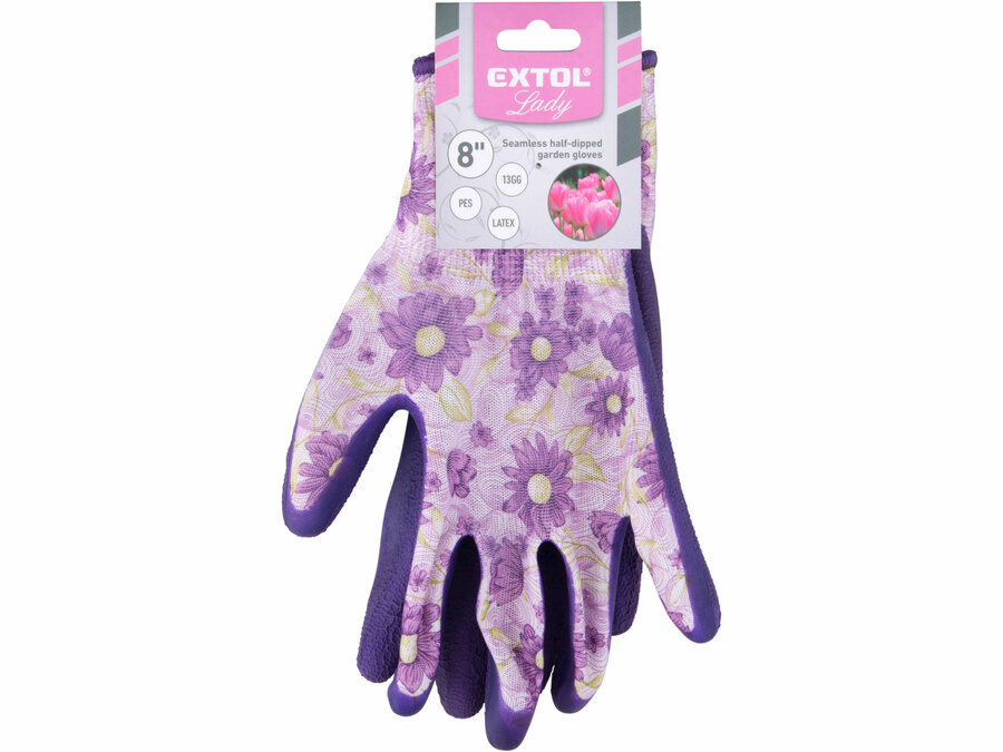 Rukavice polyesterové, bezešvé, polomáčené v latexu, velikost 8"