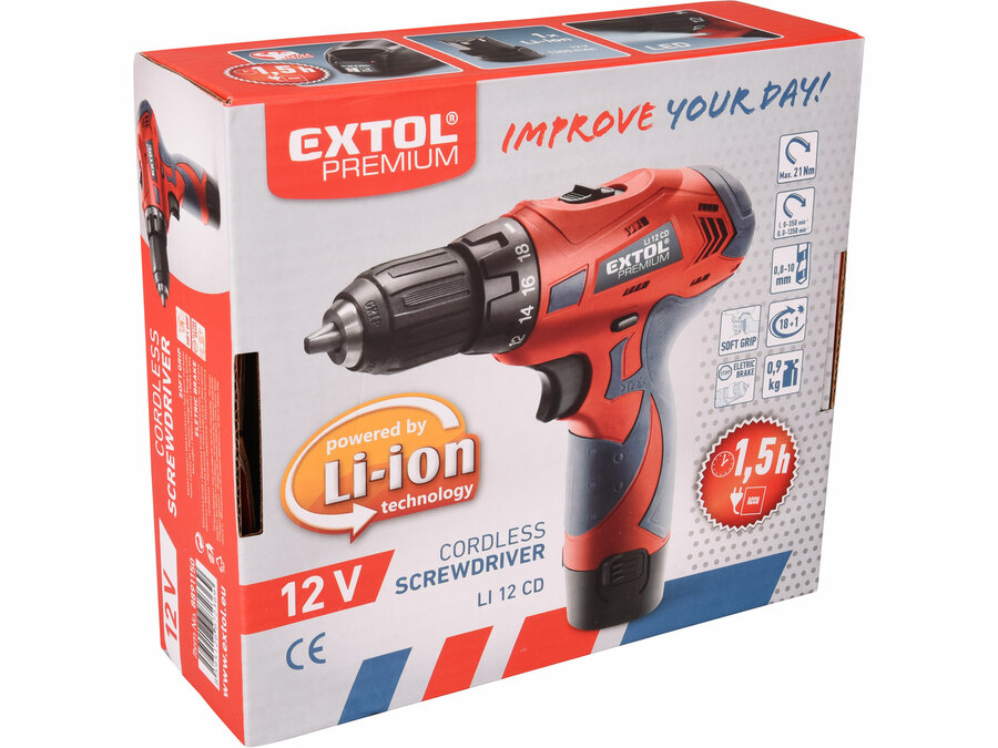 Vrtací šroubovák aku, 12V Li-ion, 1500mAh