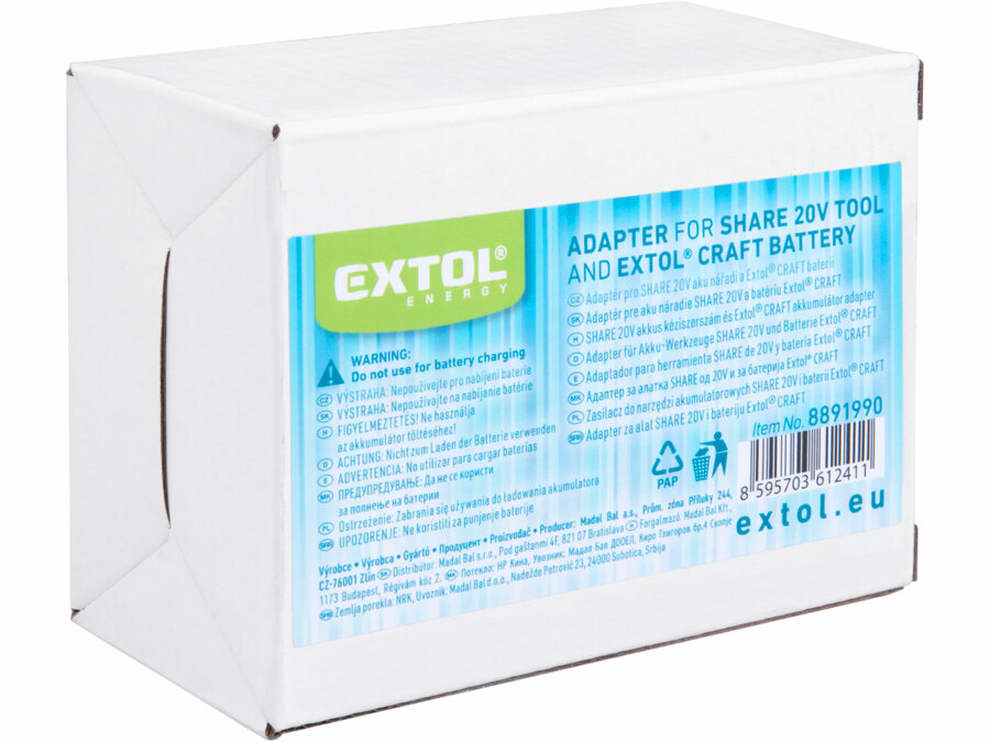Adaptér pro SHARE20V stroj a EXTOL CRAFT 20V (Makita) baterii